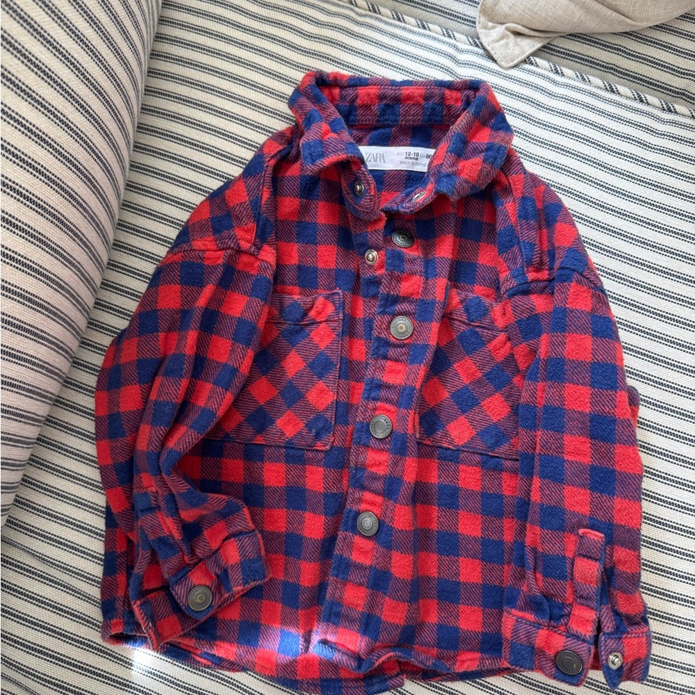 Zara Plaid Red and Blue Kids Shirt